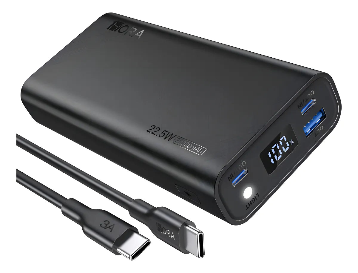 Power Bank Batería Portátil 20000mah Pd 22.5w Carga Rápida 1hora Gar158 Con 1 Puerto Salida USB 2 Puertos Entrada Salida Tipo C Con Linterna Incorporado de Luz Fuerte