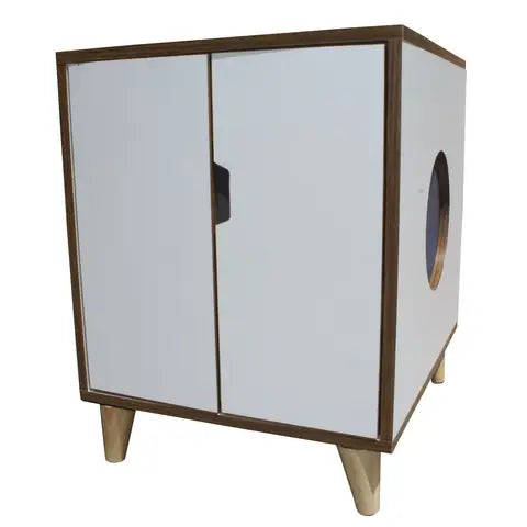 MUEBLE ARENERO PARA GATO PATAS DE MADERA