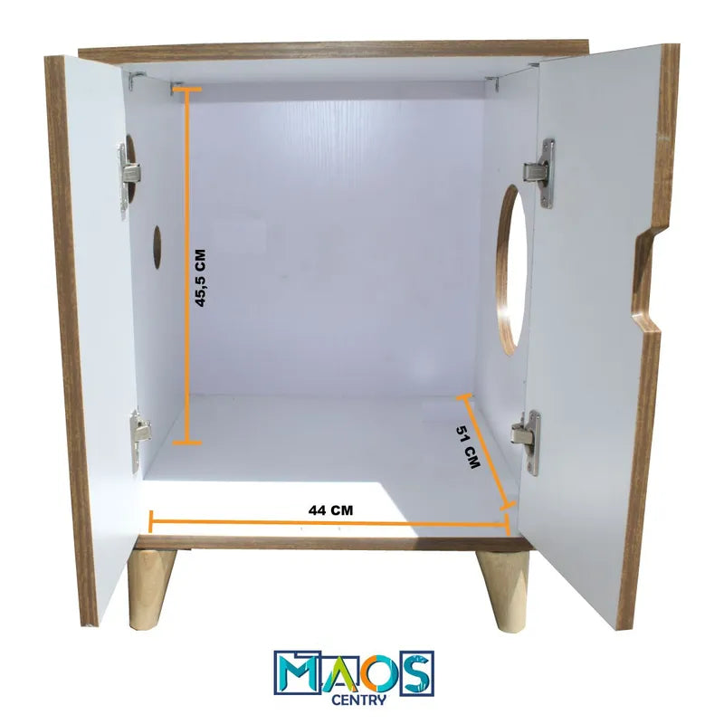 MUEBLE ARENERO PARA GATO PATAS DE MADERA