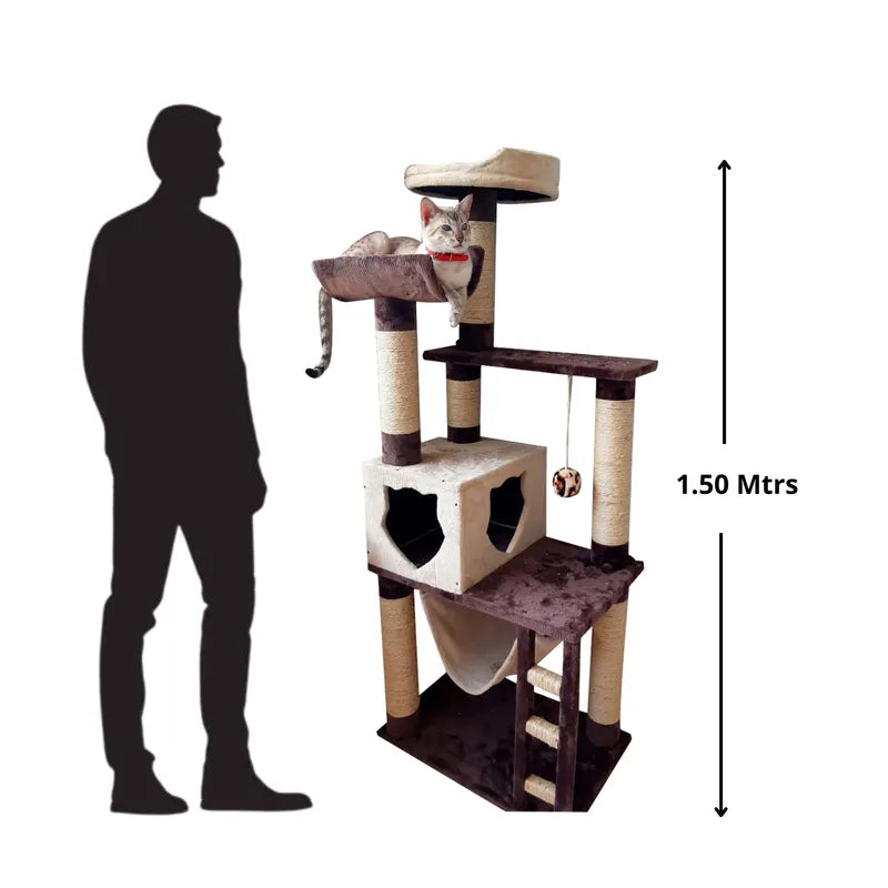 Gimnasio Rascador Para Gatos Ref Cuna Negro Beige +Obsequio