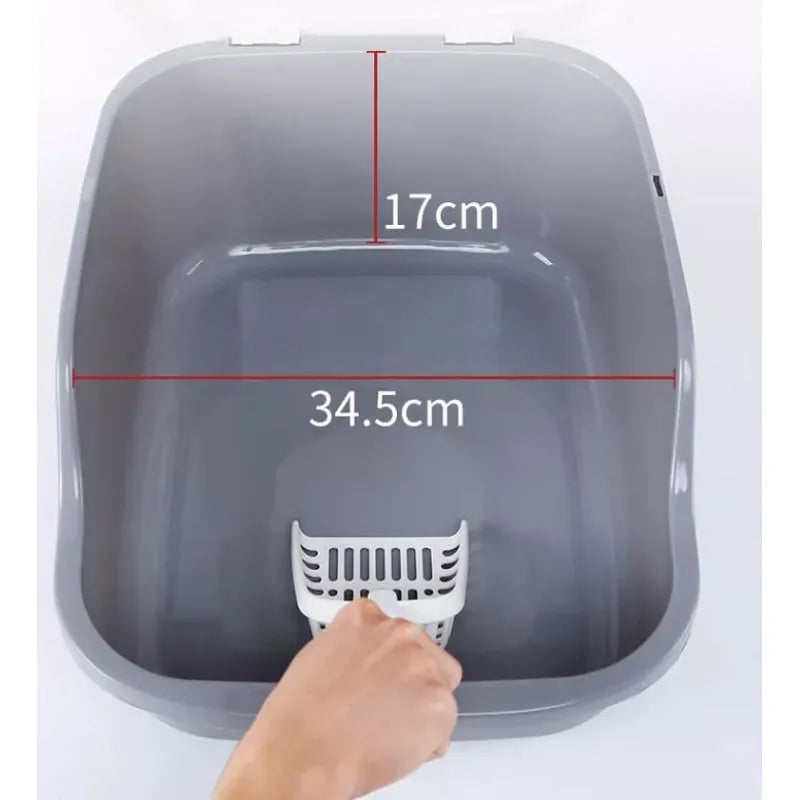 Baño Arenero Grande Para Gatos Con Filtro Gris