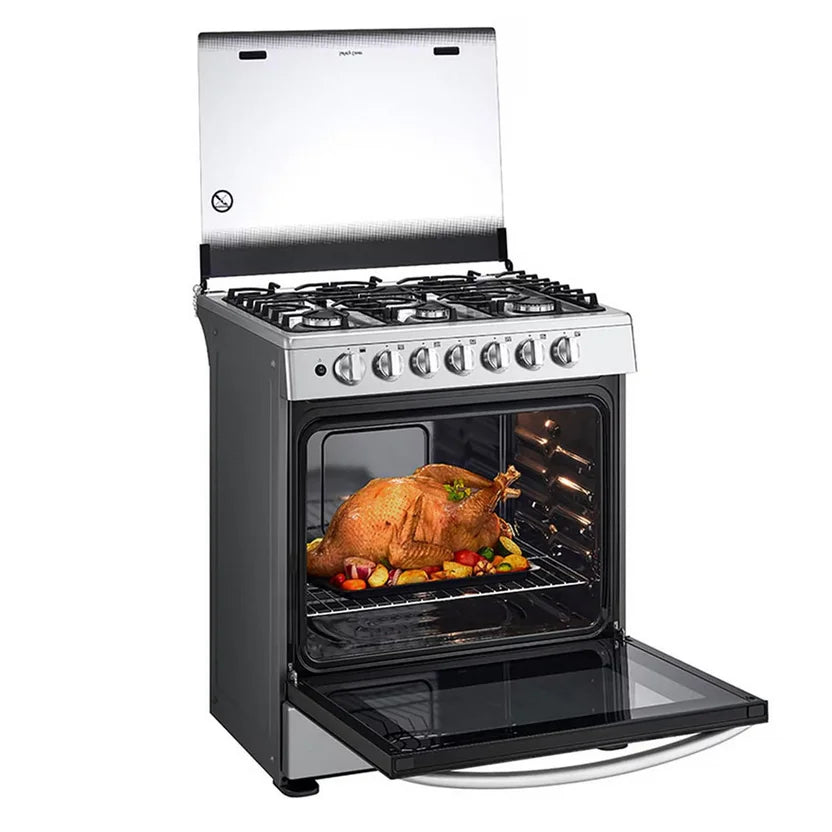 Estufa de Piso Gas Natural/Propano 6 Puestos con Horno Instaview 146 Lt Lrgz5253s Gris Acero