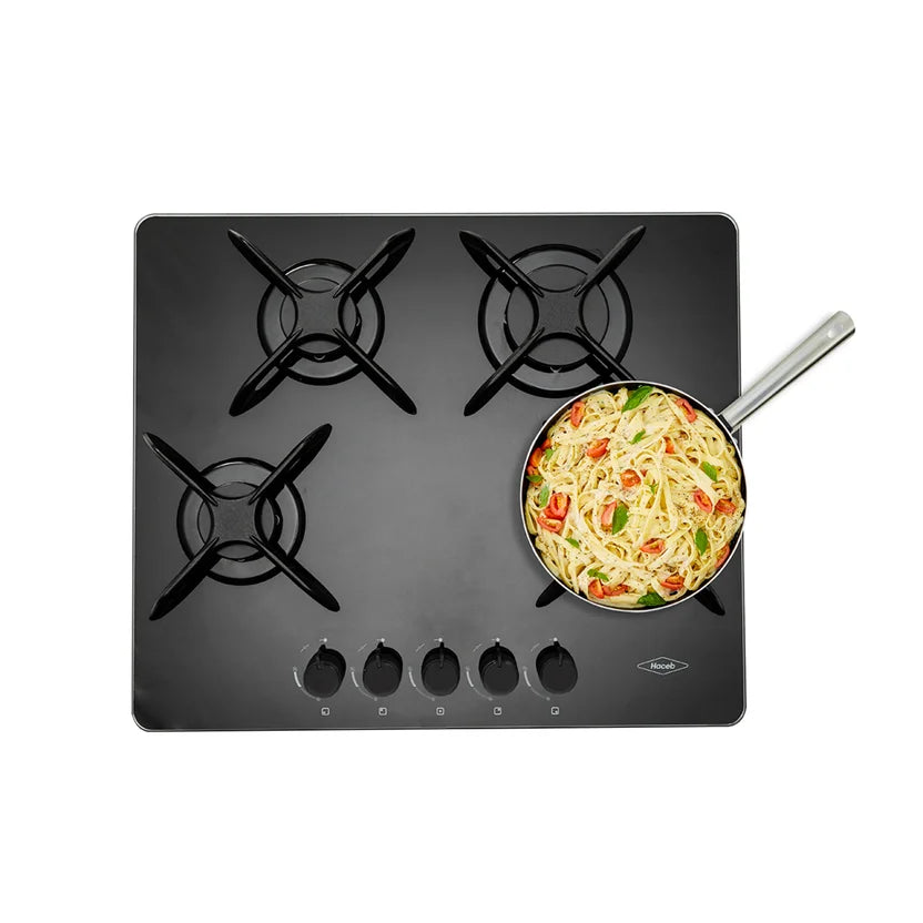 Estufa Empotrable de Cristal 4 puestos 60 X 51 cm Gas Natural Negro 96093601EA4XG